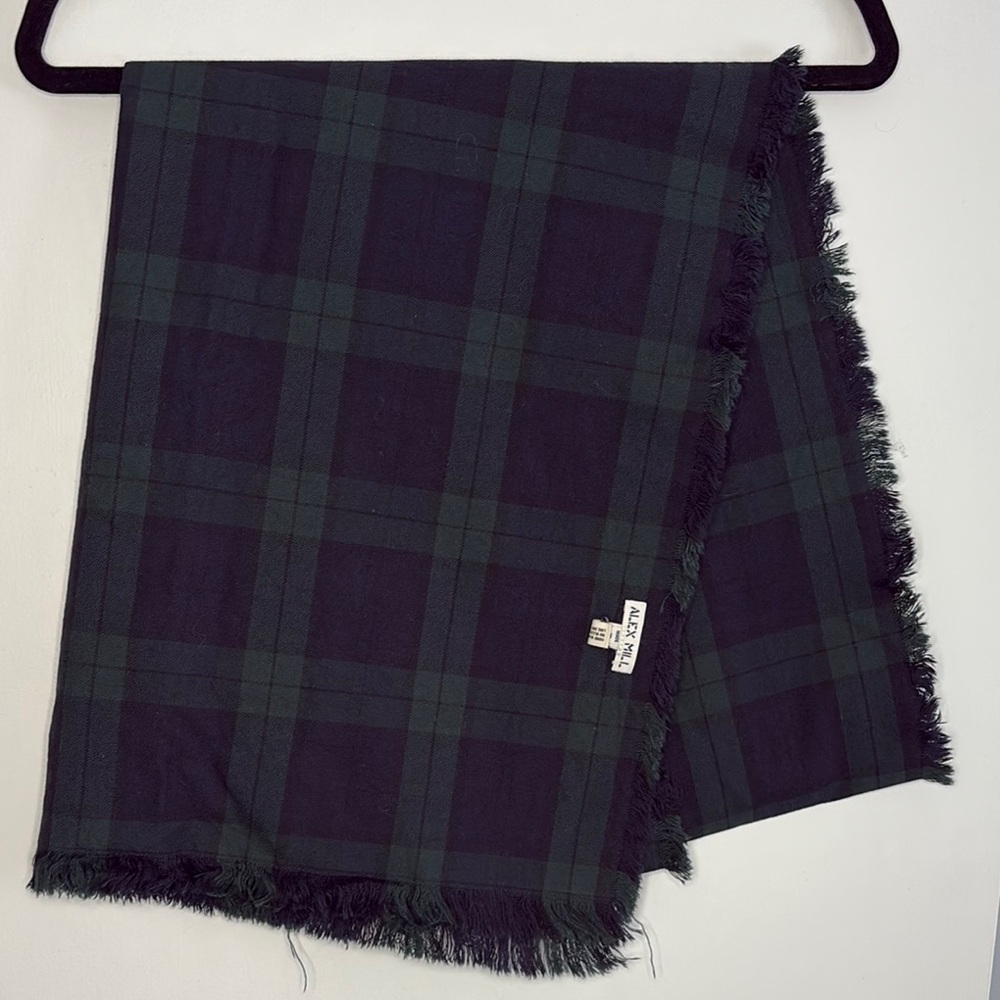 Navy and Green Plaid Scarf